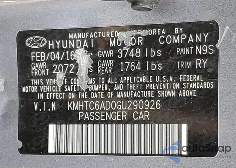 2016 Hyundai Veloster from USA, damaged, VIN KMHTC6AD0GU290926